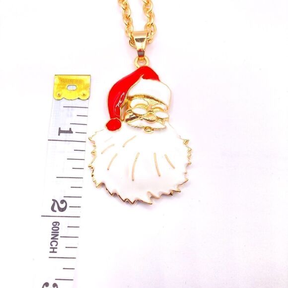 Gold Christmas themed Santa Pendant Necklace - Picture 3 of 3
